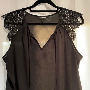 Express short sleeve blouse with laced shoulders